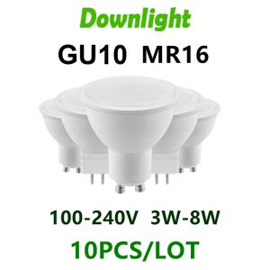 할로겐 램프 교체용 LED 스포트라이트, 높은 루멘 따뜻한 백색광, GU10 MR16 GU5.3 AC220V AC110V, 3W-8W, 38 120 도, 50W, 100W, 10 개