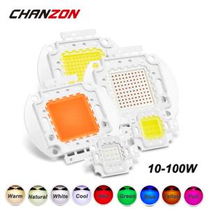 CHANZON 고출력 LED 칩 풀 스펙트럼, 따뜻한 자연 차가운 화이트, 레드, 그린, 블루, 옐로우, RGB 440NM, 660NM, 10W, 20W, 30W, 50W, 100W, 1 개