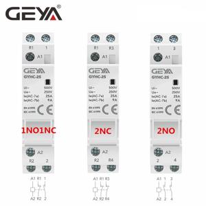 GEYA 딘 레일 장착 모듈러 가정용 AC 접촉기, 스마트 홈 호텔, AC220V 2P 16A 20A 25A 2NC 2NO 1NO1NC 50 60Hz