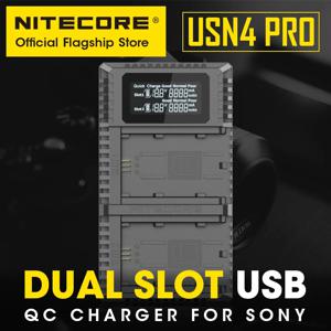 NITECORE USN4 프로 소니 카메라 충전기, 듀얼 슬롯 USB 지능형 고속 충전기, NP-FZ100 배터리, 과방전 배터리 활성화