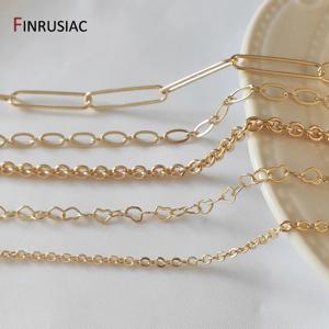 DIY 주얼리 제작 체인, 14K 금도금 황동 금속 라운드 링크 케이블 체인, 바느질 작업용 DIY 주얼리 액세서리, 9 가지 유형