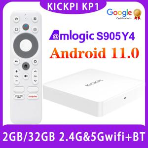 KICKPI 구글 넷플릭스 TV 박스, 안드로이드 11.0, 암로직 S905Y4, 미디어 플레이어, 4K 셋톱 박스, AV1 2.4G 및 5G 와이파이, BT5.0, KP1, 2GB, 32GB