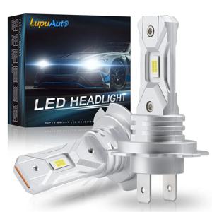 팬리스 H7 LED 전구 1:1 미니 사이즈 헤드 램프, 무선 18000LM CSP LED 칩, 2x 자동차 LED 헤드라이트 전구, 6000K 화이트 12V