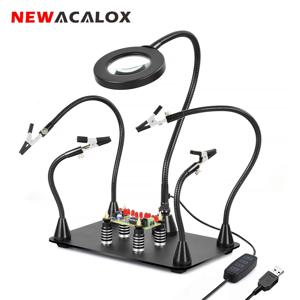 NEWACALOX 자기 PCB 회로 기판 홀더 유연한 암 납땜 세 번째 손 용접 스테이션 납땜 인두 스탠드 수리 도구