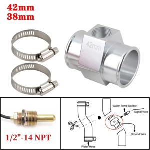 조인트 파이프 라디에이터 호스 어댑터, 1/2 인치-14NPT 수온 게이지 센서용, 38mm, 40mm, 42mm