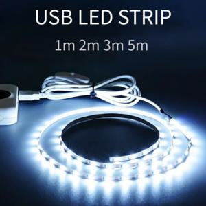 집 방 백라이트 용 스위치 장식 방수 테이프가있는 5V USB LED 스트립 조명 1M 2M 3M 5M 리본