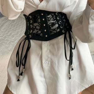 여성 의류 Underbust 허리 드레스 거들 블랙 코르셋 탑 허리 트레이너 레이스 업 Bustier 탑 바디 슬리밍 와이드 벨트