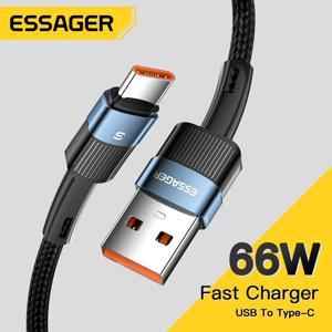 Essager C타입 USB 케이블 고속 충전, 화웨이 P40 프로 P30 용, 66W 와이어 충전기 데이터 코드, 삼성 S21 울트라 S20 포코용, 6A