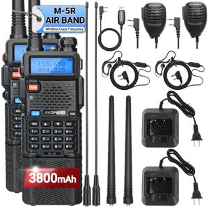 Baofeng M-5R 워키토키, 에어 밴드, 무선 복사 주파수, 장거리 AM 햄 UV-5R, K5 양방향 라디오, 3800mAh 배터리, 1 개, 2 개