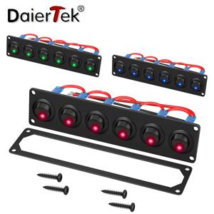 DaierTek 6 갱 스위치 패널, 12 V 로커 LED 스위치 패널, 3 핀 12 VDC 20A SPST 온 오프 스위치, 해양 보트 자동차 지프 UTV 트럭용