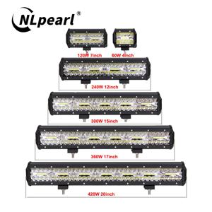 NLpearl 오프로드 스팟 플러드 콤보 LED 바 작업등, ATV UTV 지프 라다 니바 4x4 트럭 보트 SUV용, 12V, 24V