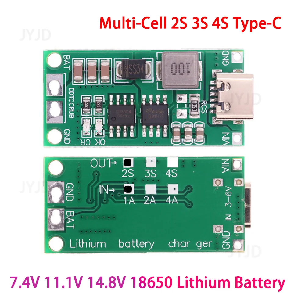 C타입 멀티 셀 2S 3S 4S 에서 8.4V 12.6V 16.8V 스텝 업 부스트 LiPo 폴리머 리튬 이온 충전기, 7.4V 11.1V 14.8V 18650 리튬 배터리