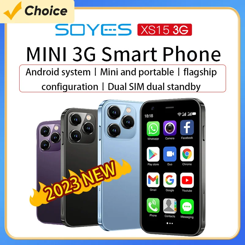 SOYES XS15 미니 스마트폰, 안드로이드 8.1, 3.0 인치 디스플레이, 듀얼 SIM 대기, 3G 휴대폰, 와이파이, GPS, 1000mAh 배터리, 2GB, 16GB