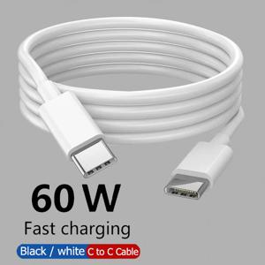 USB C에서 USB C타입 고속 충전 데이터 케이블, PD 60W, 아이폰 15, 15 프로, 화웨이, 삼성, 샤오미 데이터 라인, 블랙, 화이트, 1M, 2M, 3M