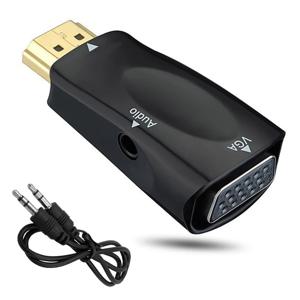 PC 노트북 태블릿용 HDMI 호환 VGA 케이블 변환기, 수-암 변환기 어댑터, 3.5mm 잭 오디오, HD 1080P