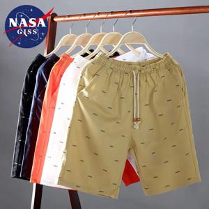 NASA GISS 남성용 반바지, 크롭 팬츠, 피쉬본, 오버사이즈 미드 라이즈, 순면 캐주얼 팬츠, 트렌디하고 통기성 있는 해변, 여름