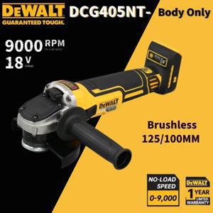 DEWALT 브러시리스 앵글 연마기, DCG405NT, 휴대용 무선 임팩트 폴리셔, 절단기, DIY 전동 공구, 9000 RPM, 125mm, 100mm, 20V