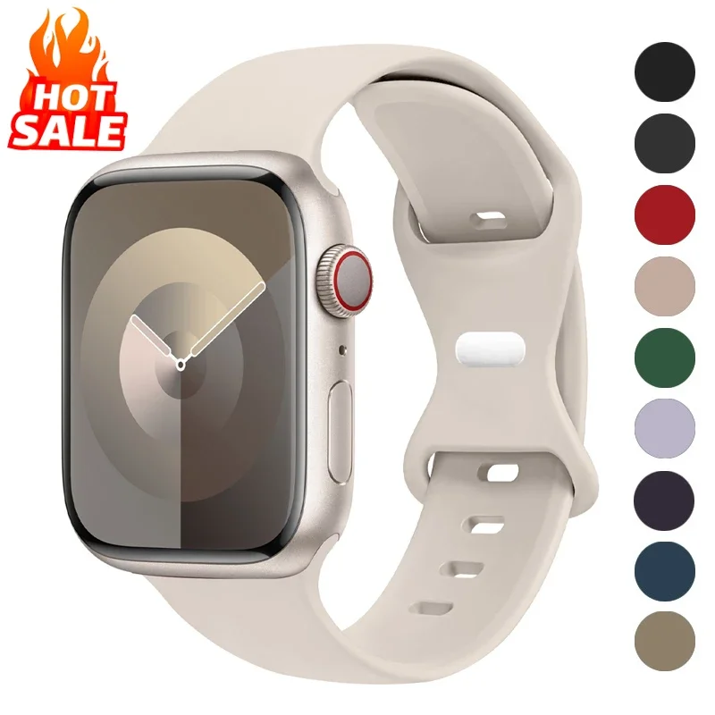 애플 워치 밴드용 실리콘 스트랩, 스포츠 팔찌, iWatch 시리즈 울트라 2 SE 10 9 8 7 6 5, 44mm, 45mm, 41mm, 40mm, 49mm, 42mm, 38mm, 46mm