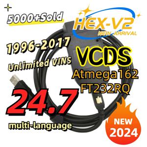 폭스바겐 아우디 스코다용 VCDS V2 V24.7 다국어 HEX V2 ATMEGA162 + FT232RL USB OBD 진단 코딩 및 하드웨어 인터페이스