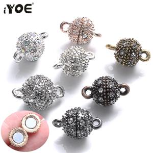 IYOE 5 pairs/Lot 8/10mm 라운드 자기 Clasps 엔드 크리스탈 버클 커넥터 쥬얼리 만들기 DIY 팔찌 목걸이