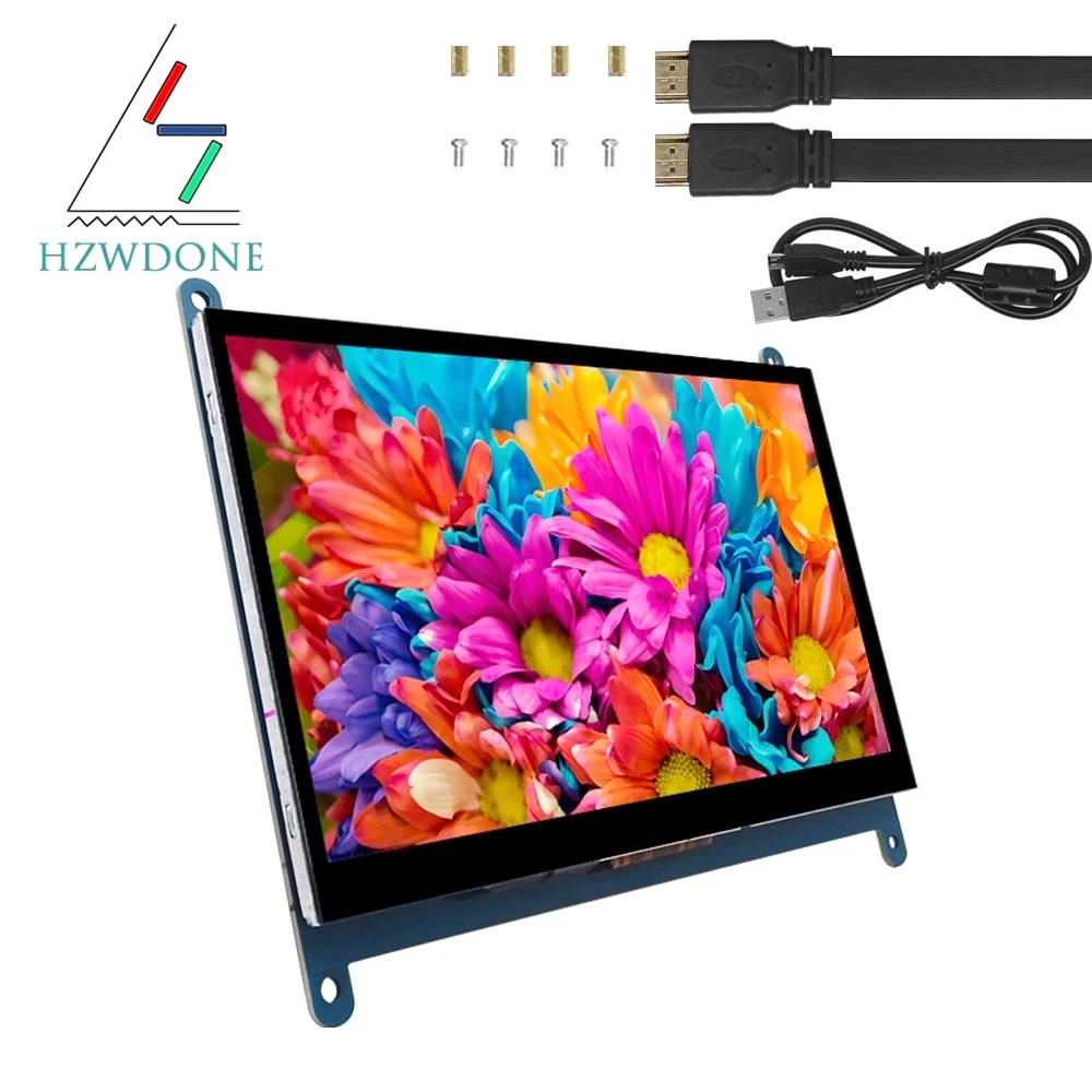 라즈베리 파이 4, 3, 2, B, B +, A + 모니터, 1024x600 IPS, 5 포인트 정전식 터치 스크린, 무료 HDMI 디스플레이, Win 7, 8/10 용, 7 인치