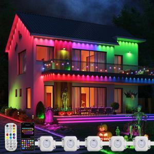 크리스마스 장식 RGB 야외 LED 스트링 조명, DIY 장면 주변 조명, 할로윈 휴일 장식, 147FT 90LED 이브 조명