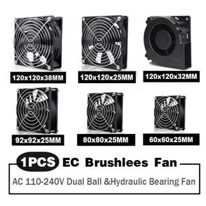 EC 축 팬 60mm 80mm 90mm 120mm 볼 브러시리스 팬 쿨러, AC 110V 120V 220V 230V 240V 컴퓨터 케이스 팬 6025 8025 9225 12038