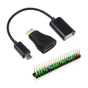 라즈베리 파이 제로 USB OTG 어댑터, 미니 HDMI 호환 컨버터, 40 핀 GPIO 헤더, BPI-M2/M4 제로 오렌지 파이 제로 2W