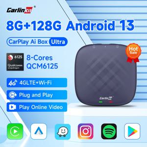 CarlinKit 8G + 128G 안드로이드 13 CarPlay TV AI Box Ultra QCM6125 8 코어 무선 CarPlay 및 YouTube Netflix IPTV FOTA 업그레이드 용 Android 자동 GPS