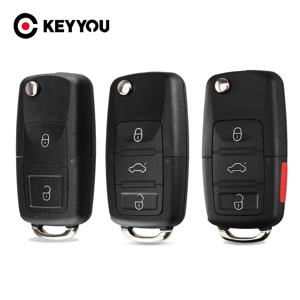 KEYYOU 플립 원격 키 케이스 접이식 자동차 키 쉘, 폭스바겐 VW 제타 골프 파사트 비틀 스코다 시트 폴로 B5 산타나 B6 용