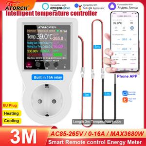 Tuya WIFI 디지털 온도조절기 소켓 인큐베이터 온도 컨트롤러, 타이머 스위치, 냉각 가열, 3M NTC 센서, 16A, AC220V