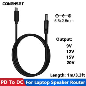 2.5 전원 공급 케이블, 무선 라우터, 노트북, LED 스트립 스피커, CCTV 카메라용, DC to C 타입, USB PD 9V, 12V, 15V, 20V, 5.5x2.1mm