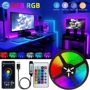 USB LED 스트립 조명 앱 제어 RGB 5050 LED 조명, 색상 변경, 유연한 램프 테이프, 리본 다이오드, 방 장식, TV 백라이트