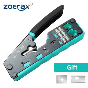 ZoeRax 압착 도구 이더넷 크림퍼, Cat6 Cat5 Cat5e RJ45 패스 스루 커넥터 및 RJ12 엔드