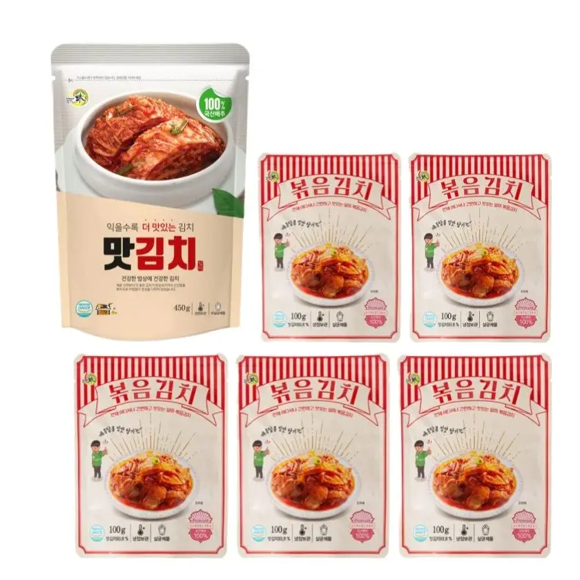 초특가! 일미맛김치80g(4팩)+볶음김치100g(4팩) -여행 캠핑 반찬 도시락 냄새걱정끝