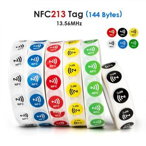 6pcs NFC Ntag213 144 바이트 젖은 태그 스티커 13.56MHz ISO14443A NTag 213 칩 RFID 접착 태그 라벨 NFC 전화 6 색상