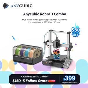 ANYCUBIC Kobra 3 콤보 멀티 컬러 FDM 3D 프린터, 최대 600 mm/s 인쇄 속도, 빌드 사이즈 250mm x 250mm x 260mm, 4-8 컬러 인쇄