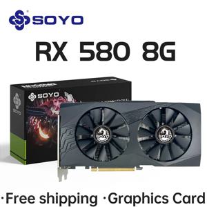 SOYO 그래픽 카드 Radeon RX580 8G GDDR5 메모리 비디오 게임 카드, PCIE3.0 x 16 GPU 데스크탑 컴퓨터 구성 요소, AMD RX 580 8G