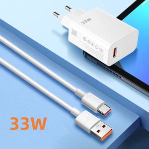 USB 충전기 고속 충전 휴대폰 전원 어댑터, 샤오미 화웨이 6A 용, USB C 타입 케이블, QC 3.0 고속 충전기 데이터 케이블 세트, 33W