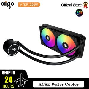 Aigo CPU 냉각 컴퓨터 RGB 수냉 방열판 통합 CPU 쿨러 선풍기 라디에이터, LGA 1700, 1151, 2011, AM3 +, AM4