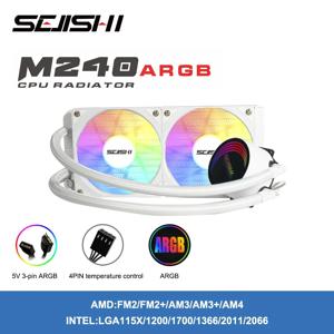 SEJISHI 수냉 CPU 쿨러, M240 ARGB 선풍기 액체 방열판 통합 라디에이터, LGA 2066, 2011, 1151, 1155, AM3 +, AM4