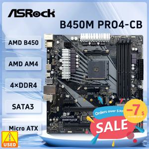 ASRock PRO4-CB 마더보드 소켓, B450 B450M, AM4 지지대 Ryzen 5 5600 4300G 1600 DDR4 PCI-E 3.0 Micro ATX