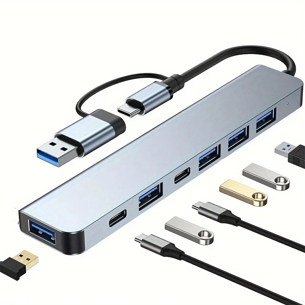 USB C 허브 USB 허브 3.0, VIENON 알루미늄 7 in 1 USB 확장기, USB 분배기, 1 X USB 3.0, 4 X USB 2.0 및 2 X USB C 포트