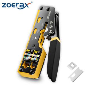 ZoeRax RJ45 압착 도구 통과 이더넷 압착 도구, Cat6 Cat5 Cat5e RJ45 커넥터 교체 블레이드 포함