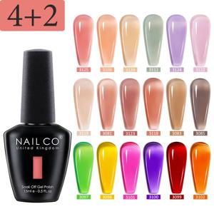 NAILCO 얼음 투명 젤리 네일 젤 광택제 세트, 누드 핑크 크리스탈 컬러, 반영구 하이브리드 바니시, 손톱 흡수, 6 개