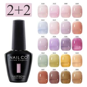 NAILCO 반투명 컬러 젤 네일 광택제 젤리 UV 네일 젤 광택제 키트, 에스멀트 페인트 네일 아트, 가을 겨울, 15ml, 4 개