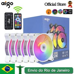 Aigo AR12 흰색 120mm RGB 팬 환풍기, PC 게이머 컴퓨터 케이스 키트, 팬 냉각 쿨러, 12cm 속도 조정, 12V ARGB 팬, ventoinha