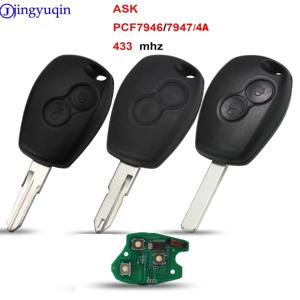 Jingyuqin 원격 키, 르노 더스터 Modus Clio 3 Twingo DACIA Logan Sandero Kangoo 433MHz PCF7947/7946/4A 칩, 2 버튼