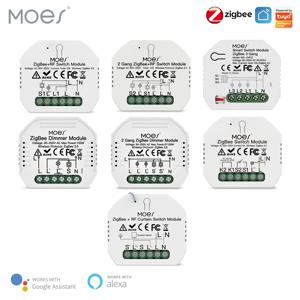 MOES-Tuya ZigBee 3.0 스마트 조명 스위치 릴레이 모듈, 1/2/3 Gang Smart Life/Tuya 앱 제어, Alexa Google Home yandex와 호환