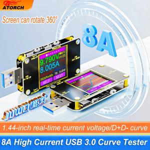 USB 테스터 C타입 전류 전압 모니터, 고속 충전 PD 배터리 보조배터리 용량, DC 32V 암페어 계량기, A3, 8A